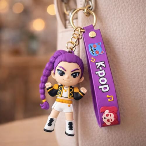 Image of Wanna Party Kpop Demon Hunters Cartoon Keychains, Rumi Keychain for Boys and Girls, Cute Backpack Key Chain Accessories Wristlet chain Return Gift Items for Boys & Girls