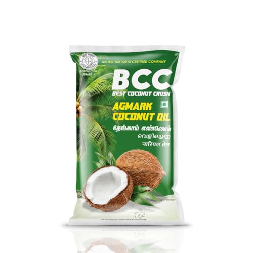 Image of GOLD COIN Agmark Coconut Oil 1L Pouch | 100% Pure Edible Grade | No Chemicals | Medium Chain Fatty Acids | Boosts Immunity | Leak-Proof HDPE Pack | Natural Coconut Aroma