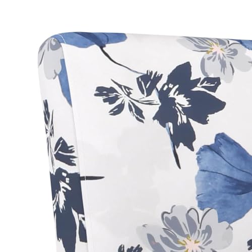Sillón tapizado azul con patas de madera floral miniatura 5