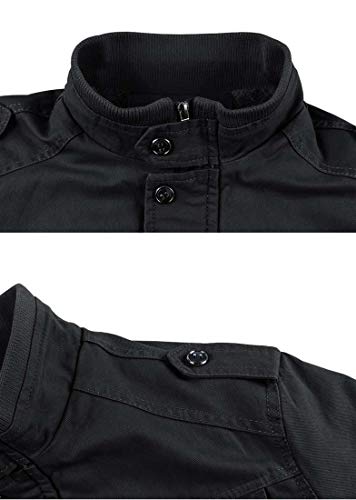 Crysully Men's Cargo Jacket Tactical Military Climbing Work Fatigue Fleece Field Bomber Coat Black #TOP6