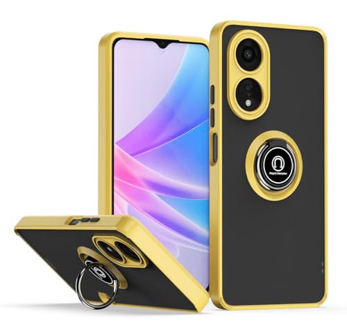 Cover per Oppo A78 5G Traslucida Custodia Antiurto Antigraffio con Supporto Anello a 360° PC + Bumper Case - giallo tpu