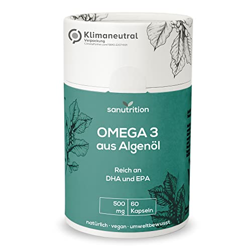 Omega 3 aus Algenöl 500 mg pro Kapsel | 60 Kapseln | Reich an DHA 30 % und EPA 15 % | gute Bioverfügbarkeit und Verträglichkeit | Vegan | 100 % ökologische Papierverpackung Cover