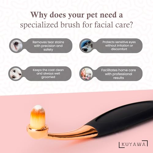 Image of Eye Cleaner Brush Pack of Two for Dogs and Cats | Large & Small Sizes | Effective Tear Stain Cleaner | Washable Superfine Fiber Hair | Long Tapered Bristles | Ergonomic Handle