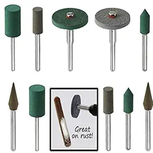 DIY Crafts 10 - Pcs Diamond - in - Rubber Emery Polishing Bit Set - Fits DIY Tools for Dremel - Metal, Glass, Stone, Tile (Design # No 2, Pack of 10 Pcs)