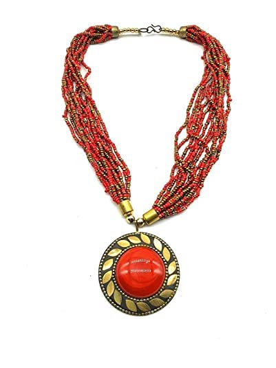 COSMOS SYSTEMS Stylish Fancy Oxidized Silver Tribal Choker Necklace for Women & Girls Multicolor (Red) (B0BW93X8CR) Amazon Price History, Amazon Price Tracker