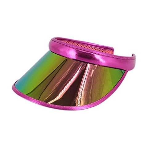 Surkat Women Sun Visors Hologram Wide Brim Thicker Sweatband UV Protective Sportswear Visors Sunhat Rose Red Cover