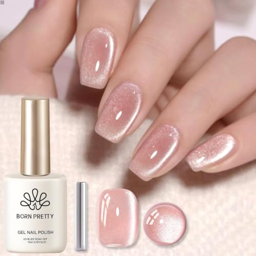 Born Pretty Esmalte Semipermanente Magnético, 15ml Esmalte Gel Ojo de Gato Rosa Brillante, Soak Off U V/LED para Manicura Salón y Hogar