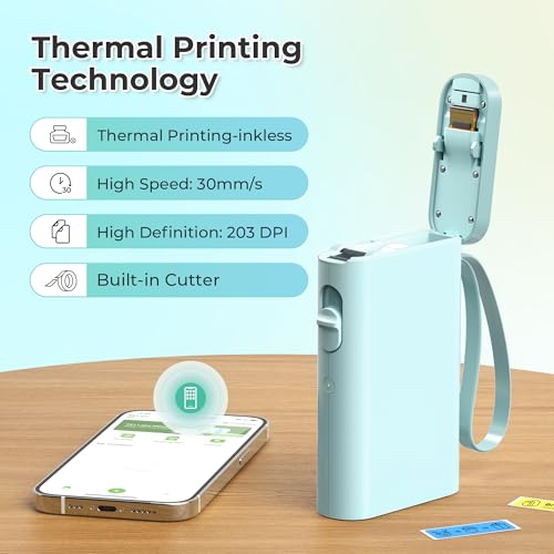 Image of Nelko Label Maker Machine with Tape, P21 Bluetooth Label Printer, Wireless Mini Label Makers with Multiple Templates for Organizing Office Home, Cyan
