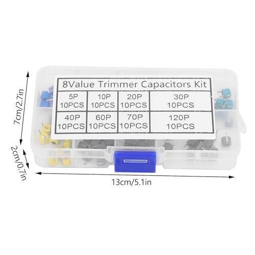 Trimmer Variable Capacitance Capacitor Kit - 80pcs 6mm Trimmer Capacitors (5/10/20/30/40/60/70/120P)