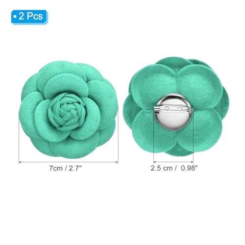 Image of PATIKIL Camellia Fabric Pin, 2 Pcs Flower Brooch Artificial Flowers Brooches for Women Girls Cloth Wedding Party Decor Accessories Jewelry Gift, White