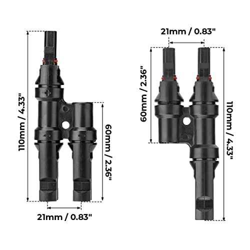 BougeRV Solar Branch Connectors Y Connector for Parallel Connection Between Solar Panels FMM+MFF (1 Pair)
