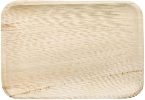 Ved Bandejas desechables 25, ecológicas y biodegradables, de hoja de areca, grandes (25 cm), para platos, entrantes, bodas, tablas de charcutería y platos calientes.