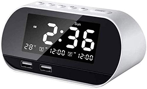 YUSIWOAL Digital Alarm Clock with USB Charger - 65-90dB Adjustable Loud Volume 0-100 Full Range Brightness Dimmer for