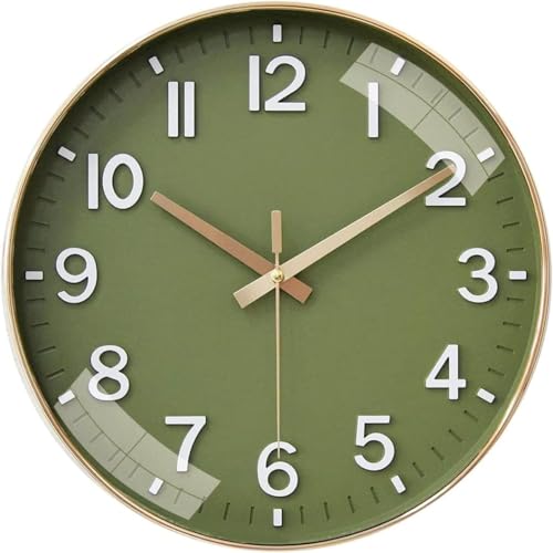 Image of Rylan Plastic Digital Wall Clock 12 inch Silent Quartz Decorative Non-Ticking Classic Clock Battery Operated Round Easy to Read for Room /Home /Kitchen /Bedroom /Office /School (Mehendi)'