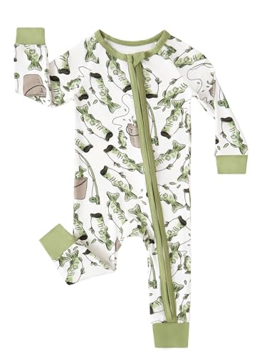 Image of MOSSRIVER Bamboo Viscose Baby Long Sleeve Romper, Cute Pumpkin Prints Zipper Footless Jumpsuit, Toddler One-Piece Outfits