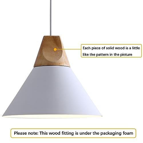 Luminária pendente moderna para ilha de cozinha, abajur branco fosco de madeira maciça estilo abajur