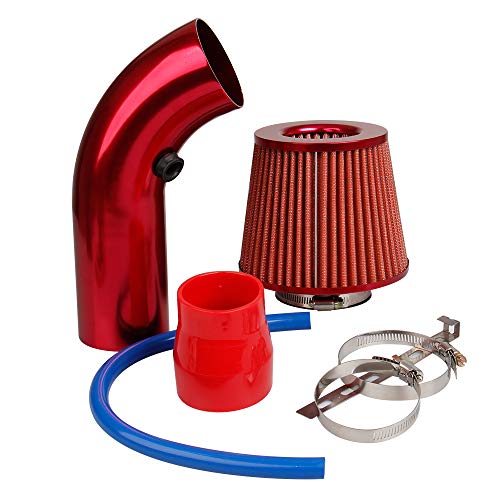 CarBole Filtre d'admission d'air Froid Universel,Filtre à air Sport Universel Refroidissement à Air Kit,Filtre d'entrée d'air de Voiture Système pour Voiture (Rouge)