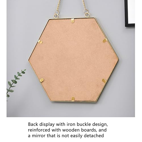 Miroir mural doré avec chaîne pour mur décoratif de chambre à coucher et miroir de douche 3S - 4