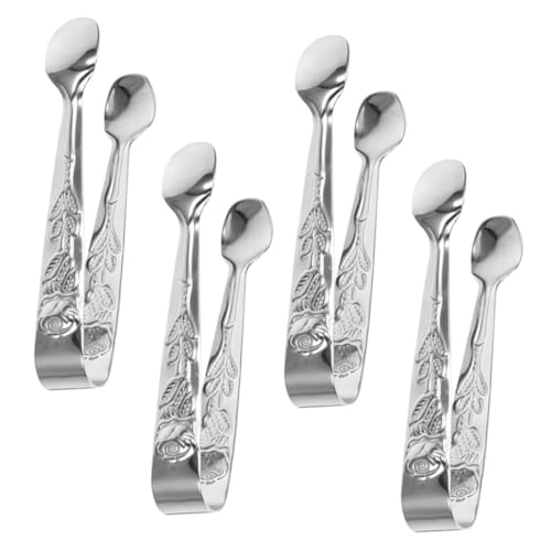 PRETYZOOM Rose Gold Embossed Tong Tool for Ice Cube Sugar Cube Cookie Mini Serving Tongs
