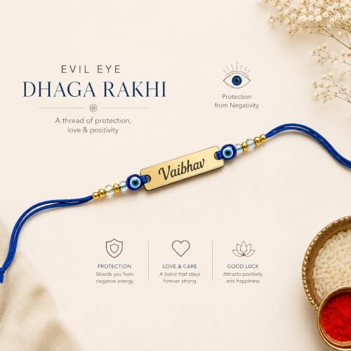 Image of Unisex-Adult Customized Name Rakhi For Brother | Rudraksha Beads, Custom Name Engraving, Adjustable Fit