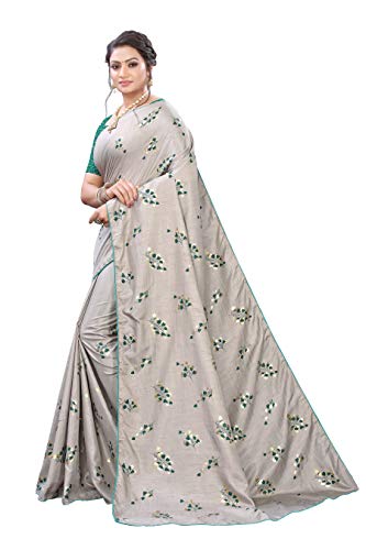Image of AKHILAM Silk Blend Women's Floral Brocade Saree With Unstitched Boluse Piece(Srdh37 Parent)
