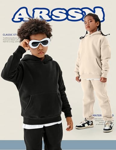 Arssm Girls Boys Sweatsuits Fleece 2 Piece Outfits Pants Set Hoodie and Sweatpant Set Kids Athletic Fleece Tracksuits4