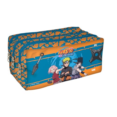 DAC - Estojo Triplo com 3 Zíperes em Tecido - Naruto