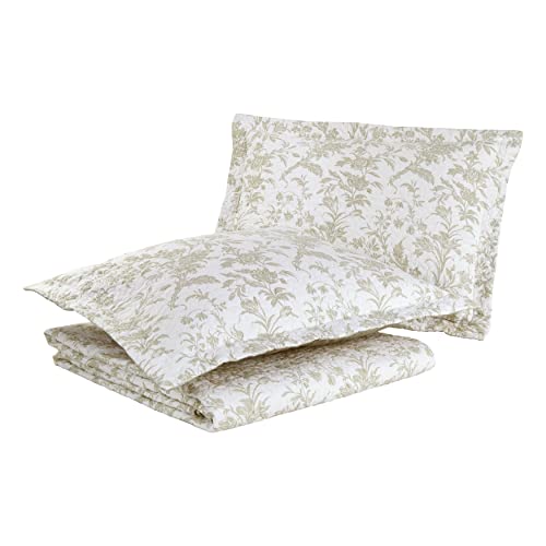 Laura Ashley Home - Amberley Collection - Quilt Set - 100% Cotton, Breathable & Lightweight, Reversible Bedding, Pre-Washed for Added Softness, Queen, Biscuit