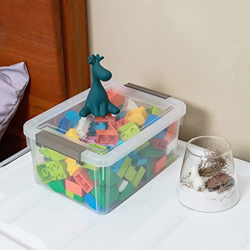 Image of Citylife 4 Packs Small Storage Bins with Lids 3.2 QT Plastic Storage Containers for Organizing Stackable Clear Storage Boxes