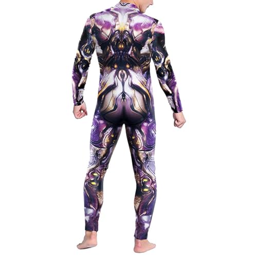 Unisex Mechanical Robot Skeleton 3D print Skinny Jumspsuit Outfits Halloween Costume Bodysuit