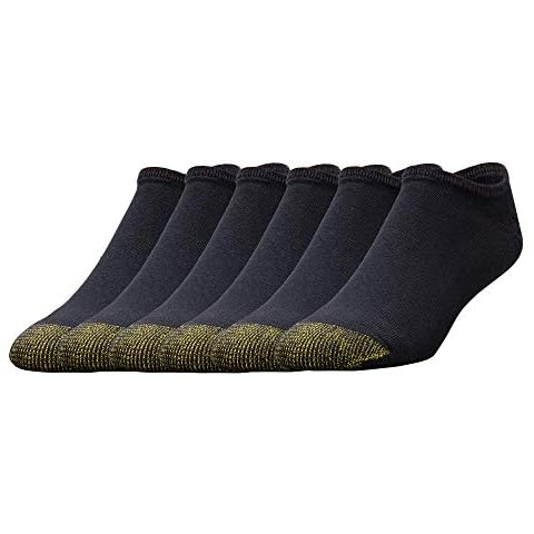 GOLDTOE Men's 656F Cotton No Show Athletic Socks, Multipairs, Black (6-Pairs), Large Cover