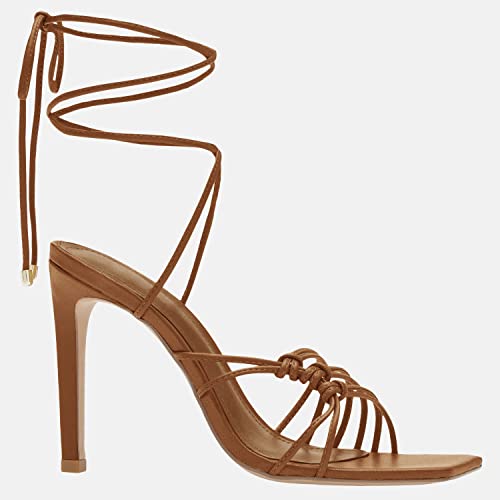 Image of Juliet Holy Womens Lace Up Heeled Sandals Square Open Toe Stiletto Heels Strappy Summer Dressy Shoes
