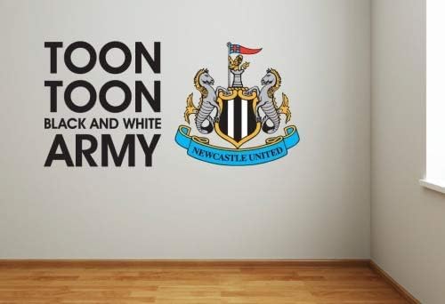 Beautiful Game Newcastle United Football Club Toon Army Song & Crest Wall Sticker Official Merchandise - Decal Football Vinyl (1500mm (W) x 1000mm (H), White) โ image 1