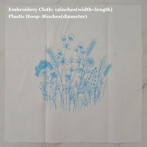 Image of Esffaci Embroidery Starter Kit for Adult Beginner with Flowers Pattern Hand Embroidery Set with Cloth Hoop Needle Threader Floss and Instruction
