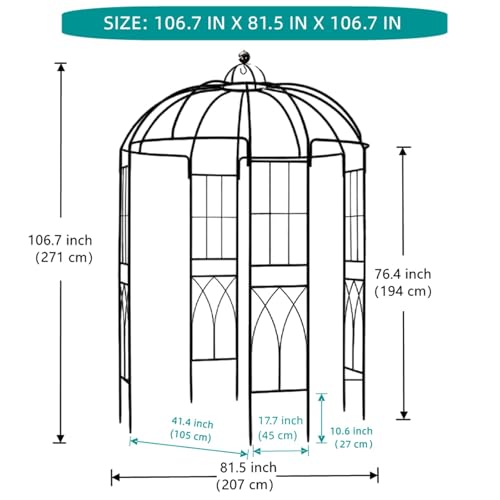 SCENDOR Garden Arches Arbors Birdcage Shape,9' High x 6.8' Wide,Metal Pergola Pavilion Gazebo Enduring Iron Trellis Plants Support Use for Outdoor Garden Arbor Climbing Plants Wedding Arches Ceremony by SCENDOR - Image 8