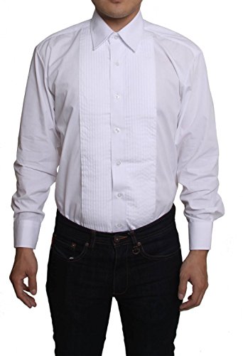 Mens 1/4 inches Pleat Tuxedo Dress Dress Shirt, XL 36/37