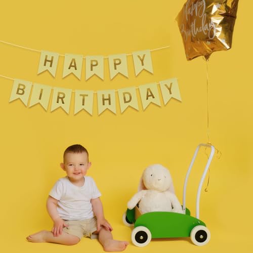 Image of ZHENGYE Happy Birthday Banner Yellow Birthday Decoration Sign Birthday Party Decorations Supplies