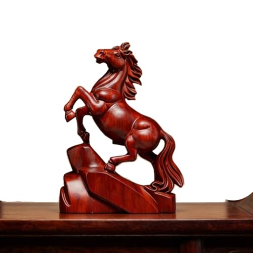 Estatua de caballo de energía positiva, figura de madera del año del caballo 2026 para regalos de Año Nuevo chino, caballos de fuego rojo, decoración de escritorio Feng Shui para riqueza y suerte