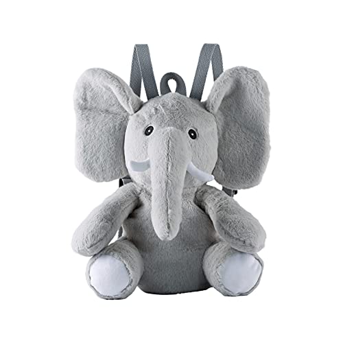Functory Elephant Toddler Backpack for Gril, Toddler Girl Backpack Cute Cartoon Animal Preschool Kids Elephant Backpack, Cute Elephant Animal Plush Backpack Grey, Shoulder Backpack for Girls and Boys