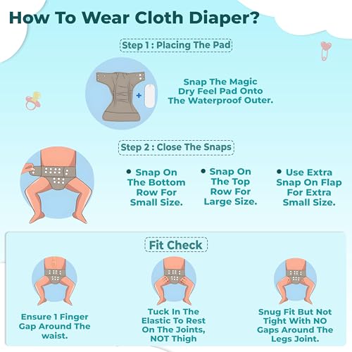 Image of Bembika A Plus Printed Cloth Diaper with 3-Layer Micro Fiber Inserts for Babies Washable & Reusable Cloth Nappies for Baby Leakproof and Wetfree Adjustable Cloth Diapers -(BE2725)