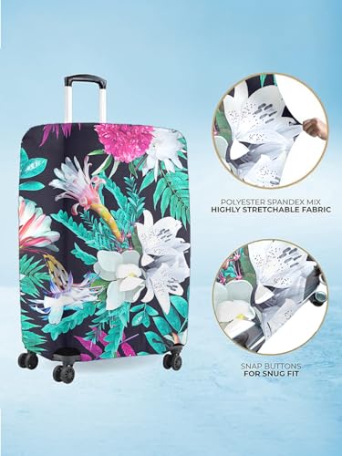 Image of Cortina Tropical Print Travel Suitcase Eco-Friendly Cover | Small | Fits 18-22 Inch Luggage | Polyester-Spandex | 55cm (20 inches) | Luggage Protectors | Anti Scratch /Dust | Pack of 1 | Blue 1