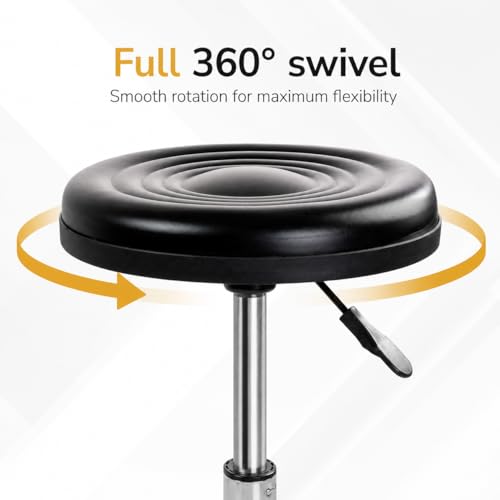 Image of Mount-It! Adjustable Rolling Stool with Wheels - Swivel Backless Doctor Stool, Hydraulic Seat for Salon, Spa, Tattoo, Garage, Medical Office, Desk - 18.1 inch to 23.6 inch Height, 250 lb Capacity, Black