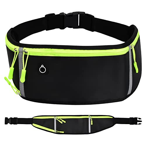 Pinsheng Ceinture de Course Smartphone, Femme Homme Banane de Sport Etanche Sacoche, Sac Banane réglable avec Porte Bouteille et Prise Casque pour pour Gym, Jogging, Activités en Extérieur