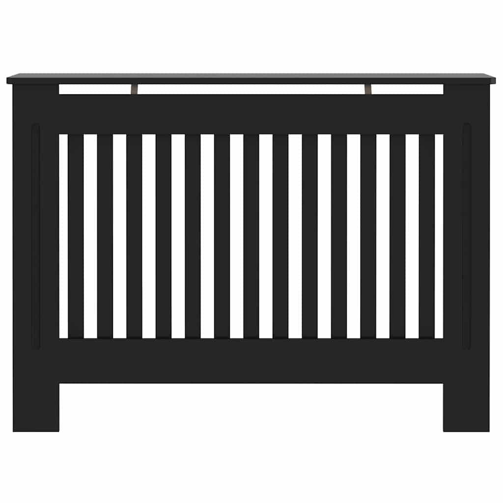 Esta Cubierta para radiador de Madera de ingeniería, 2 Piezas, Color Negro, 112 x 19 x 81,5 cm, Estante Superior Plano Resistente al Agua para Flujo de Calor y Almacenamiento.