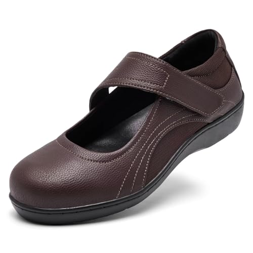 Women's Comfortable Mary Jane Flats - Women Oxford Shoes Leather Round Toe Flats - Fashionable Casual Dress Shoes