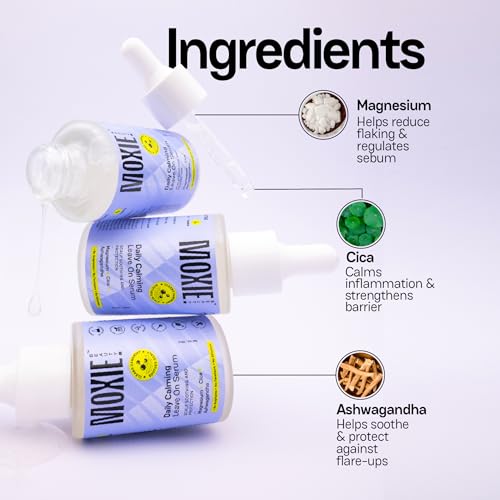 Image of Moxie Beauty Daily Calming Leave-On Anti Dandruff Serum for Men & Women | Dandruff Serum for Scalp with Magnesium, Cica & Ashwagandha | Soothes Itchy, Flaky Scalp & Reduces Dandruff | Paraben, Sulphate & Silicone-Free | 30ml