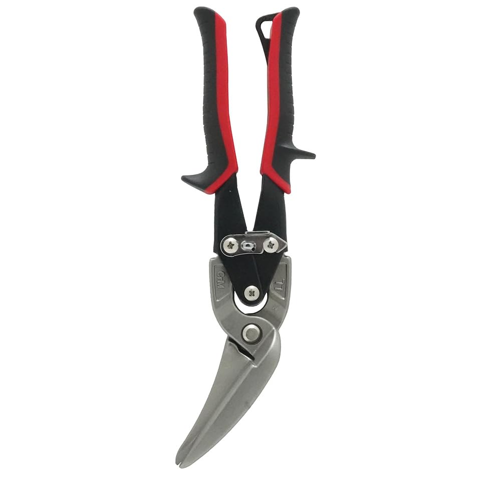 Malco AV63 Long-Cut Offset Aviation Snips | Left &amp; Straight Cutting | 2-1/4" Extra-Long Blade | POWER-FIT Performance Grips | Forged Steel Jaws