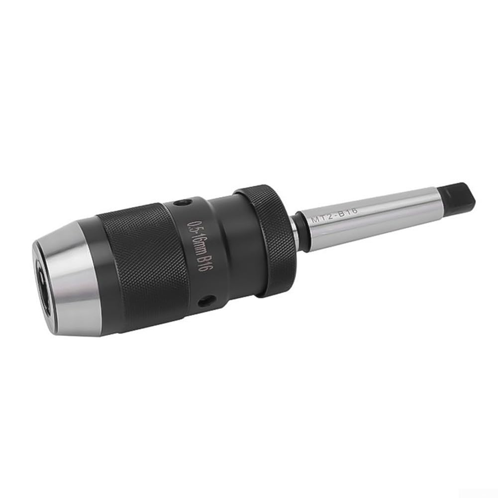 DAZZLEEX Portabrocas autoajustable de 1 a 16 mm B16 con mandril cónico MK2 para perforación de torno, CNC, metal, madera, plástico, sin llave, soporte de herramientas de cambio rápido, acero