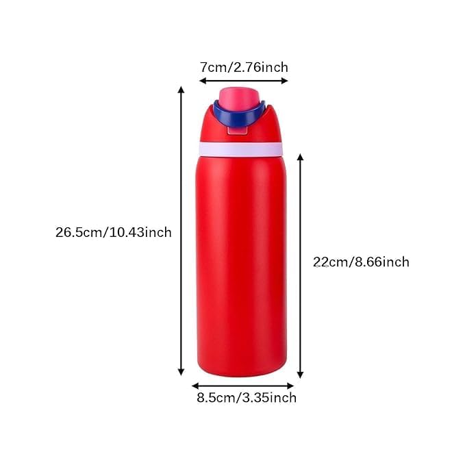 Image of LHOTSE FreeSip Gym Water Bottle with Straw & Spout | Leakproof Stainless Steel Sports Bottle for Workout, Fitness Training & Exercise Hydration (Red, 960 ML)