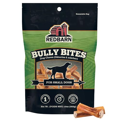 Redbarn Pet Products All-Natural 3-5 Bully Bites Small Chew Sticks for Dogs & Puppies - Premium Grain-Free & Rawhide-Free Single Ingredient Dental Treat - 10 oz Bag